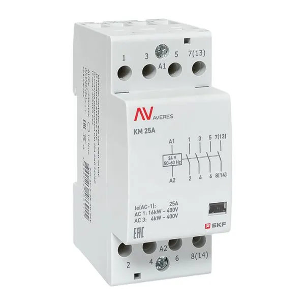 Контактор модульный КМ 25А 4NO 24В АС (2 мод.) AVERES EKF km-av-2-25-40-24V