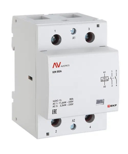 Контактор модульный КМ 100А 1NC+1NO 48В AC (3 мод.) AVERES EKF km-av-3-100-11-48V