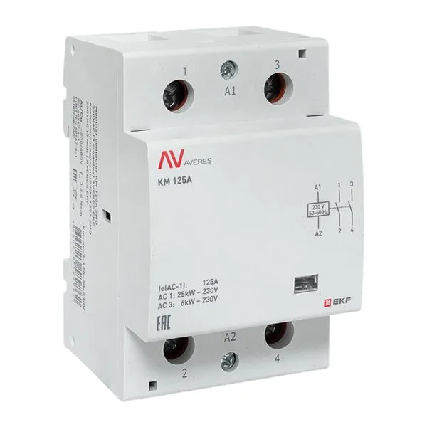 Контактор модульный КМ 125А 2NO 230В АС (3 мод.) AVERES EKF km-av-3-125-20-230V