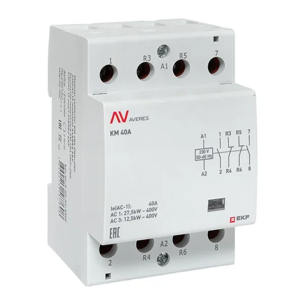 Контактор модульный КМ 40А 2NO+2NC 230В АС (3 мод.) AVERES EKF km-av-3-40-22-230V