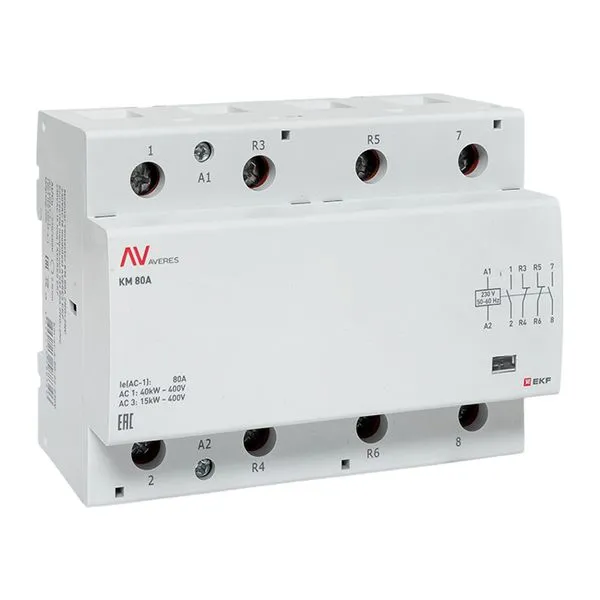 Контактор модульный КМ 80А 2NO+2NC 230В АС (6 мод.) AVERES EKF km-av-6-80-22-230V