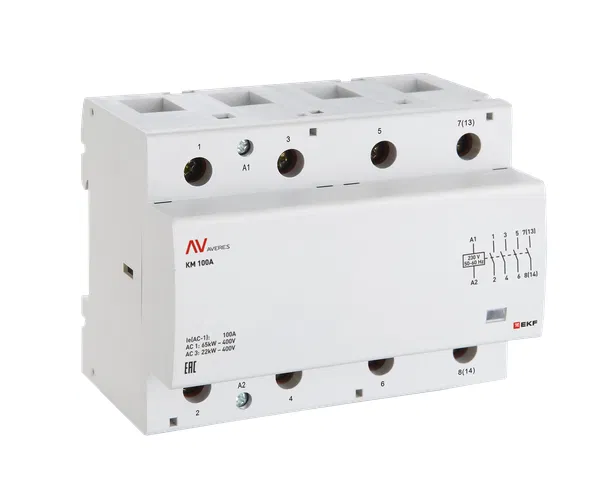Контактор модульный КМ 80А 3NO+1NC 24В AC (6 мод.) AVERES EKF km-av-6-80-31-24V
