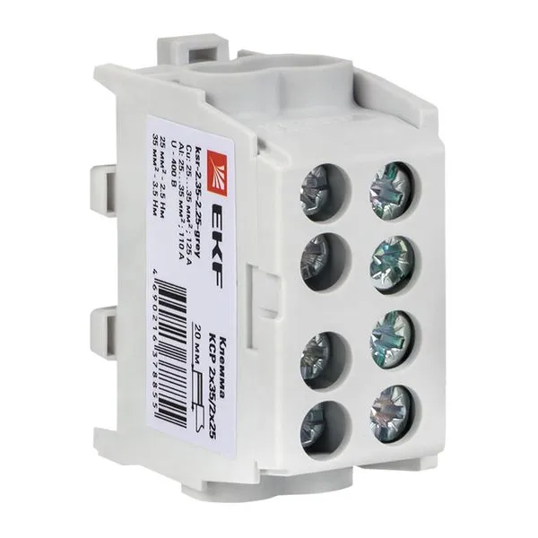 Клемма распределительная КСР с двойным винтом 2x35/2x25 серая EKF PROxima ksr-2.35-2.25-grey