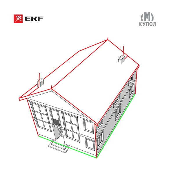 Комплект молниезащиты частного дома габ. 15x18м EKF lp-15x18