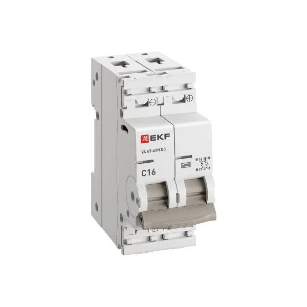 Автоматический выключатель ВА 47-63N DC 2P 16А (C) 6kA PROXIMA EKF M63DC6216C