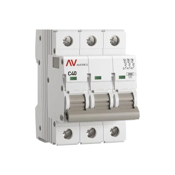 Выключатель автоматический модульный 3п C 40А 10кА AV-10 AVERES EKF mcb10-3-40C-av