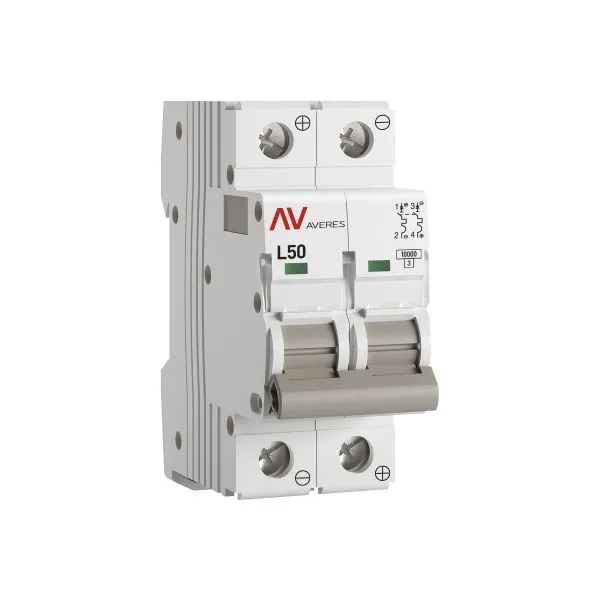 Выключатель автоматический AV-10 DC 2P 50A (L) 10kA EKF AVERES mcb10-DC-2-50L-av