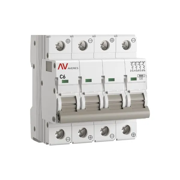 Выключатель автоматический AV-10 DC 4P 6A (C) 10kA EKF AVERES mcb10-DC-4-06C-av