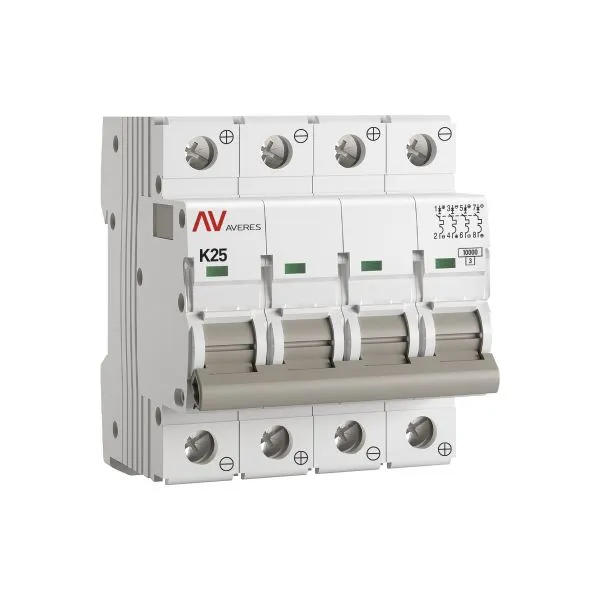 Выключатель автоматический AV-10 DC 4P 25A (K) 10kA EKF AVERES mcb10-DC-4-25K-av