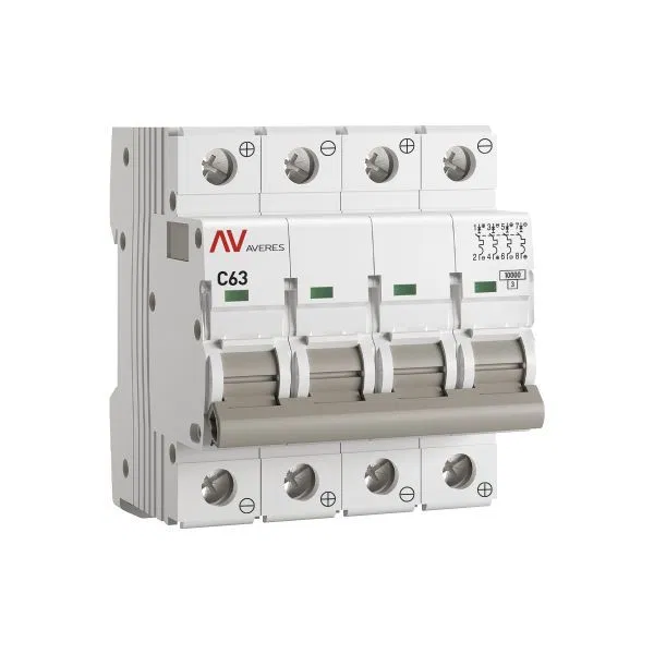 Выключатель автоматический 4п C 63А 10кА AV-10 DC AVERES EKF mcb10-DC-4-63C-av