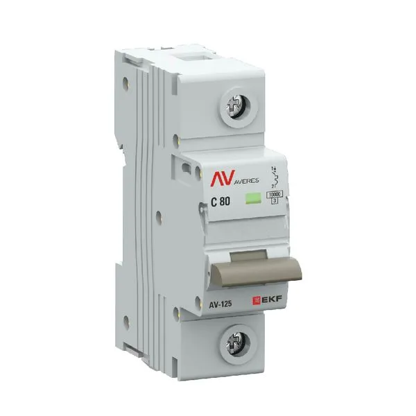 Выключатель автоматический AV-125 1P 80A (D) 10kA EKF AVERES mcb125-1-80D-av