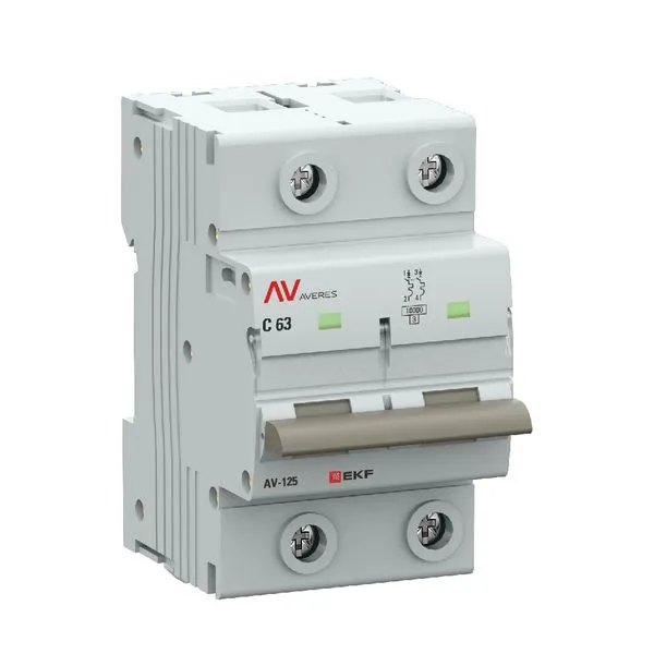 Выключатель автоматический AV-125 2P 63A (C) 10kA EKF AVERES mcb125-2-63C-av