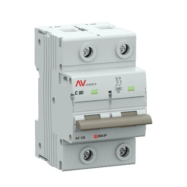Выключатель автоматический AV-125 2P 80A (C) 10kA EKF AVERES mcb125-2-80C-av