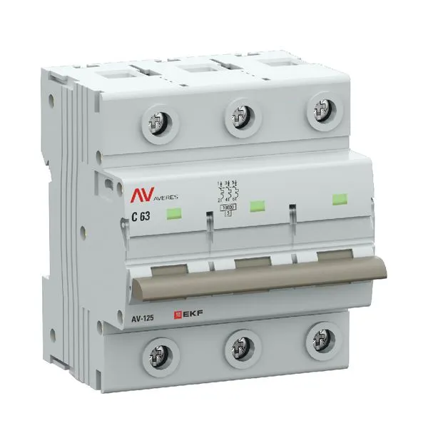 Выключатель автоматический AV-125 3P 63A (D) 10kA EKF AVERES mcb125-3-63D-av