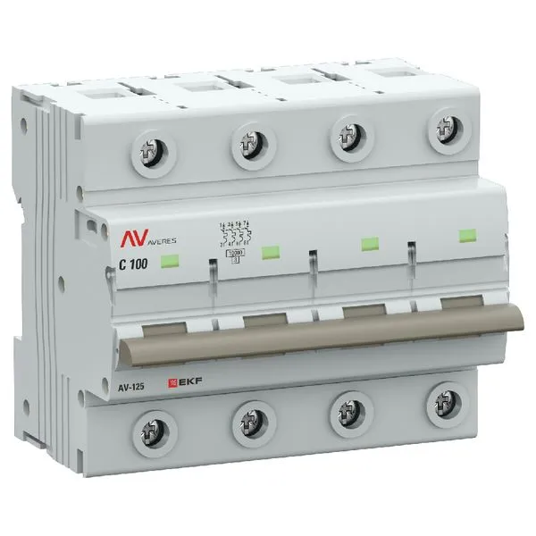 Выключатель автоматический AV-125 4P 100A (C) 10kA EKF AVERES mcb125-4-100C-av