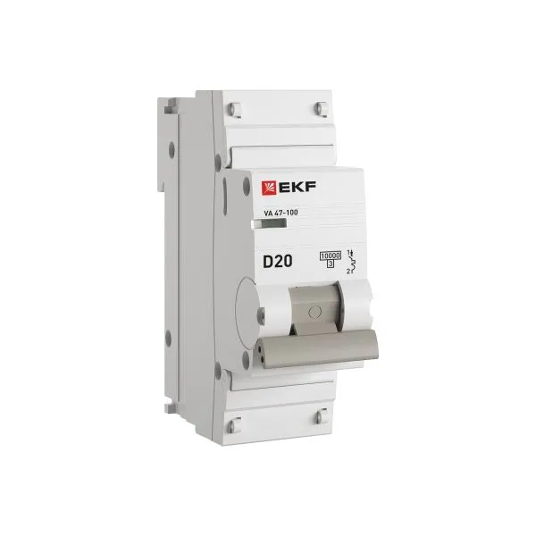 Автоматический выключатель 1P 20А (D) 10kA ВА 47-100 EKF PROxima mcb47100-1-20D-pro