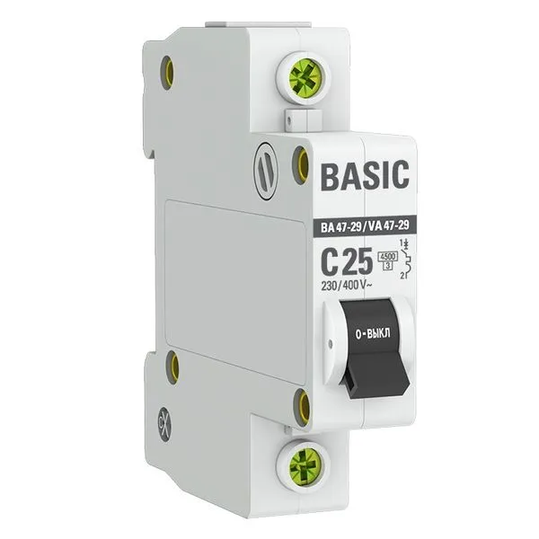 Автоматический выключатель 1P 25А (C) 4,5кА ВА 47-29 EKF Basic (3 шт) mcb4729-1-25C-3