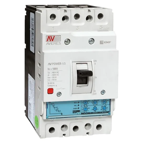 Выключатель автоматический в литом корпусе AV-POWER-1/3 100А 50кА ETU2.0 EKF mccb-13-100-2.0-av