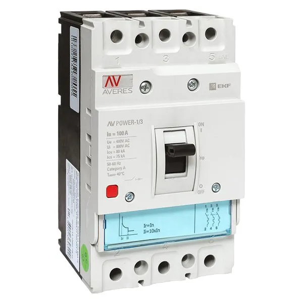 Выключатель автоматический в литом корпусе AV-POWER-1/3 100А 80кА TR EKF mccb-13-100H-TR-av