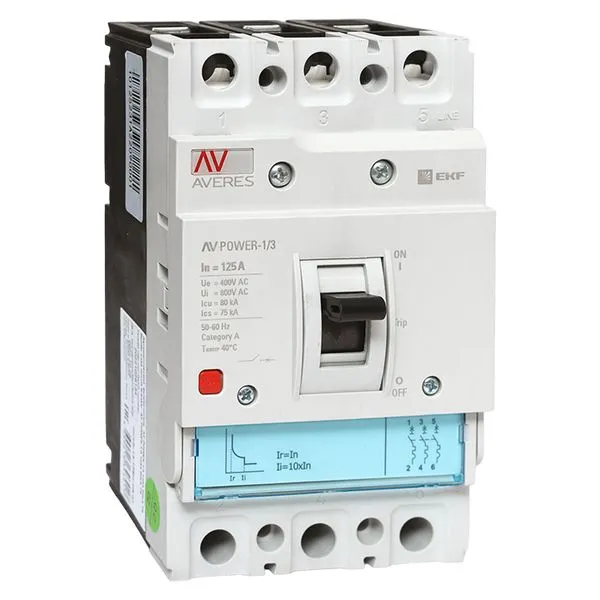 Выключатель автоматический в литом корпусе AV-POWER-1/3 125А 80кА TR EKF mccb-13-125H-TR-av