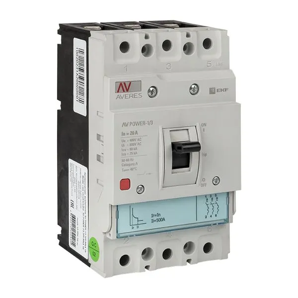 Выключатель автоматический в литом корпусе AV-POWER-1/3 20А 80кА TR EKF mccb-13-20H-TR-av