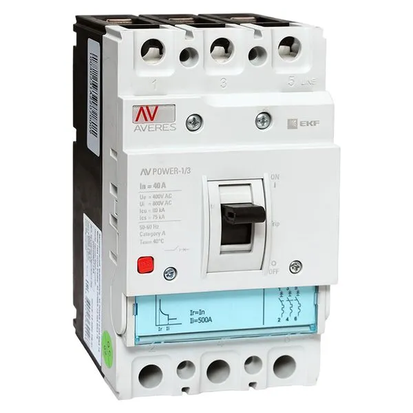 Выключатель автоматический в литом корпусе AV-POWER-1/3 40А 80кА TR EKF mccb-13-40H-TR-av