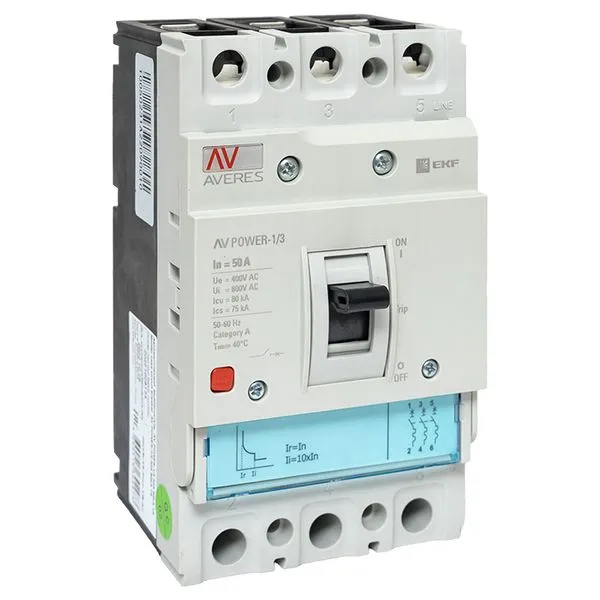 Выключатель автоматический в литом корпусе AV-POWER-1/3 50А 80кА TR EKF mccb-13-50H-TR-av