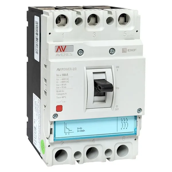 Выключатель автоматический в литом корпусе AV-POWER-2/3 160А 80кА TR EKF mccb-23-160H-TR-av