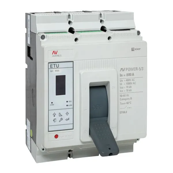 Выключатель автоматический в литом корпусе AV-POWER-5/3 800А 70кА ETU6.0 EKF mccb-53-800M-6.0-av