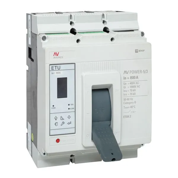 Выключатель автоматический в литом корпусе AV-POWER-5/3 800А 70кА ETU6.2 EKF mccb-53-800M-6.2-av