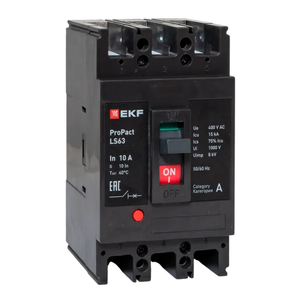 Выключатель автоматический в литом корпусе ProPact LS63 10А 3P 15кА EKF mccb-63-15-3-10-ls