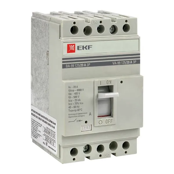 Выключатель автоматический ВА-99 125/20А 3P 25кА EKF PROxima mccb99-125-20