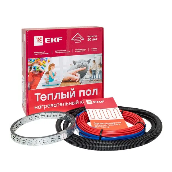 Теплый пол (нагревательный кабель) 375Вт 27 м 2,5 м2 EKF nk-375