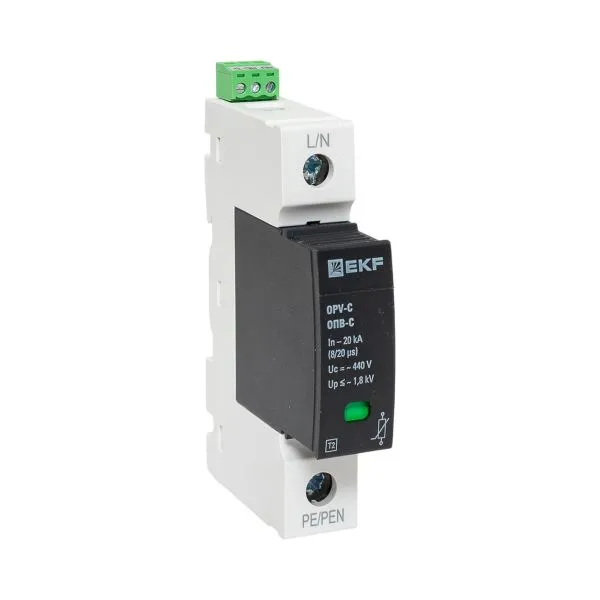 Ограничитель импульсных напряжений ОПВ-C/1P In 20кА 440В с сигн. EKF opv-c1