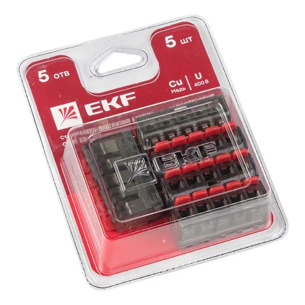 Клемма СМК 221-415 5 отверстий 0.2-4.0 мм2 блистер (5шт.) EKF PROxima plc-smk-221-415b