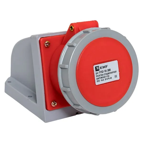 Розетка стационарная наружная 1152 3Р+РЕ+N 16А 380В IP67 EKF PROxima ps-1152-16-380