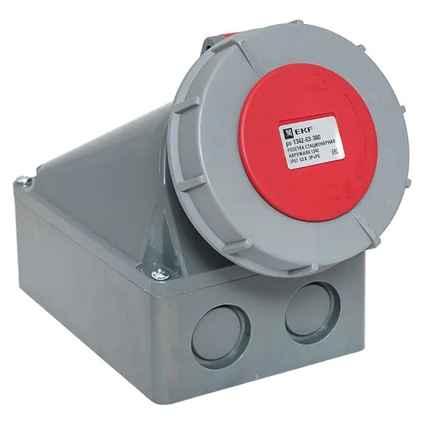 Розетка стационарная наружная 1342 3Р+РЕ 63А 380В IP67 EKF PROxima ps-1342-63-380