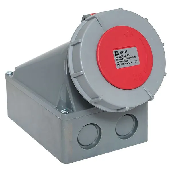 Розетка стационарная наружная 1352 3Р+РЕ+N 63А 380В IP67 EKF PROxima ps-1352-63-380
