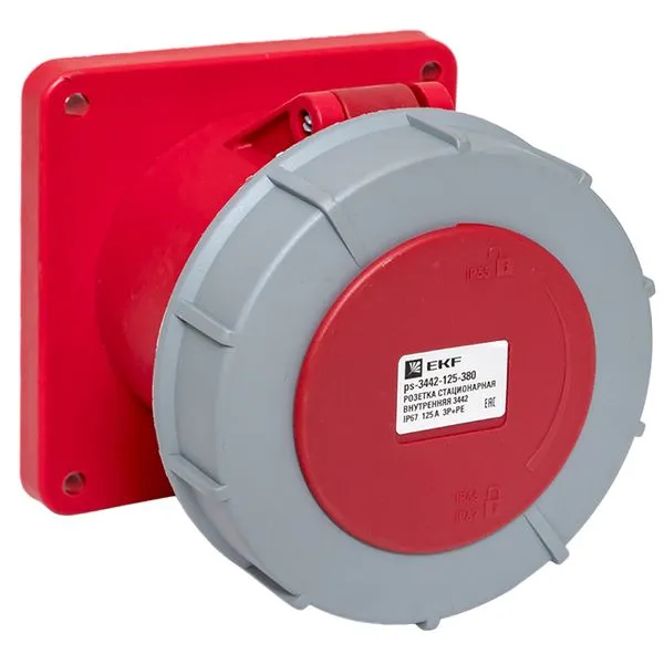 Розетка стационарная внутренняя 3442 3Р+РЕ 125А 380В IP67 EKF PROxima ps-3442-125-380