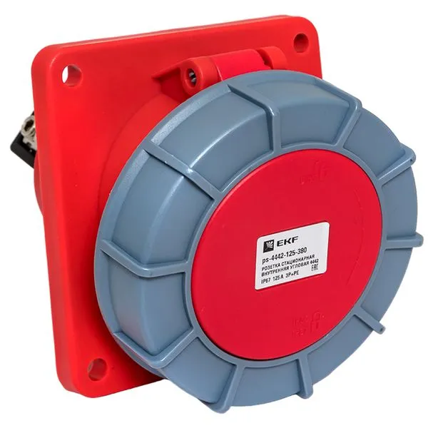 Розетка стационарная внутренняя угловая 4442 3Р+РЕ 125А 380В IP67 EKF PROxima ps-4442-125-380