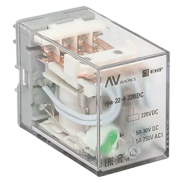 Реле промежуточное RPA 22/4 5A 220В DC EKF AVERES rpa-22-4-220DC