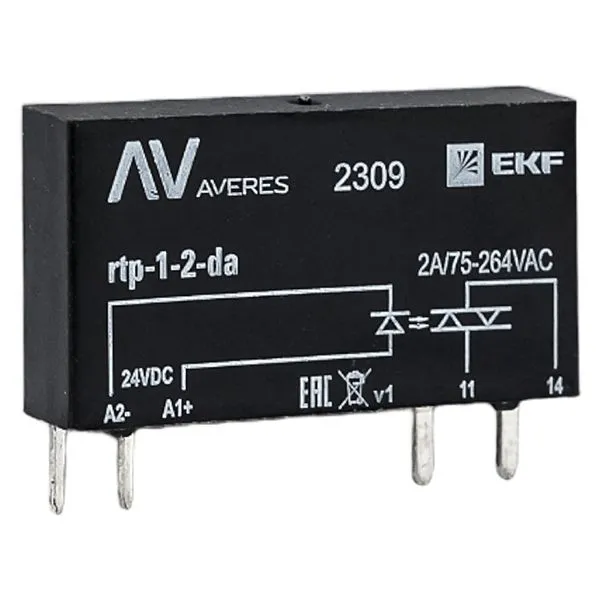 Реле твердотельное однофазное RTP 2 А, для разъема РM slim 23/1 EKF rtp-1-2-da