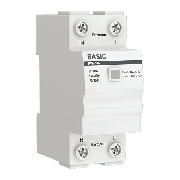 Реле напряжения (сквозное подкл.) RVb-40A EKF Basic rvb-40a