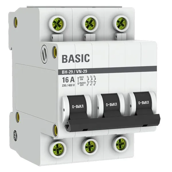 Выключатель нагрузки ВН-29 3P 16А BASIC SL29-3-16-bas EKF