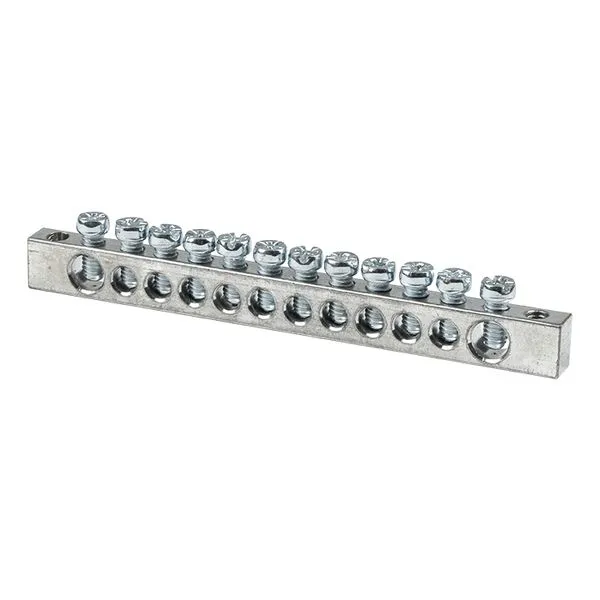 Шина PEN "ноль-земля" (6x9мм) 12 отв. цинк крепеж по краям EKF sn1-63-12-k