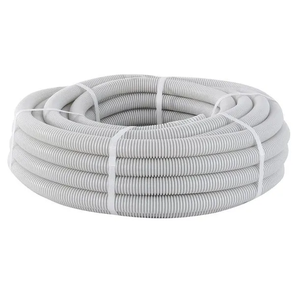 Труба гофр. ПВХ с протяжкой d20 мм (10 м) серая EKF-Plast tg-z-20-10m EKF