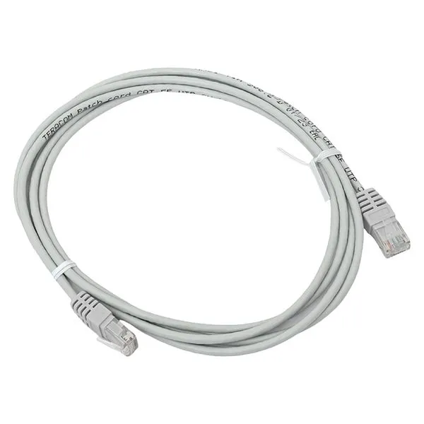 Патч-корд TERACOM Cat.5E (1Гбит/с) неэкранированный UTP оболочка PVC серый (2м) TRC-5EUTP-PVC-2M-GY EKF