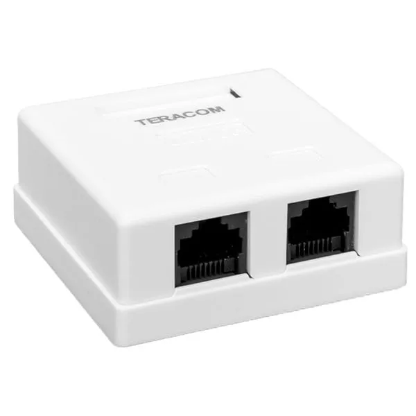 Розетка настенная TERACOM Cat.5E неэкранированная 2 порта RJ-45 Dual IDC белая TRC-WBOX-2RJ45-5EUTP-WH EKF
