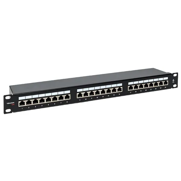 Патч-панель TERACOM CS 19'' Cat.6 1U полный экран STP 24 порта RJ-45 Dual IDC с органайзером TRCS-PPNL-6STP-1U24 EKF