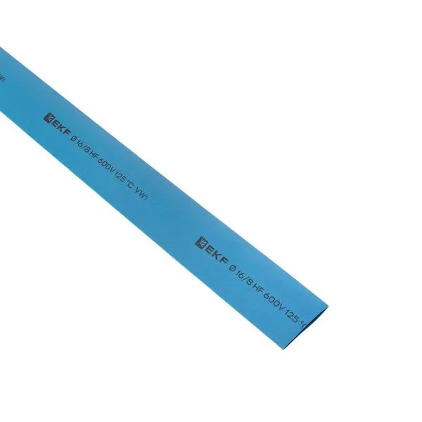 Термоусаживаемая трубка ТУТ нг 16/8 синяя в отрезках по 1м EKF PROxima tut-16-g-1m
